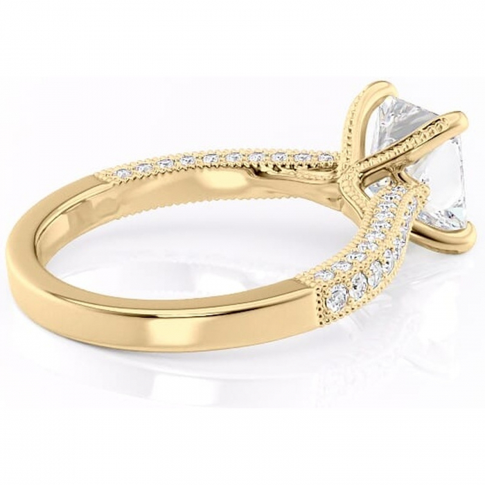 Inel de logodnă Romy din aur Galben 18kt cu moissanite tăietură princess – Montură pavé rafinată pentru profil înalt | Personalizează și configurează gratuit online [3]