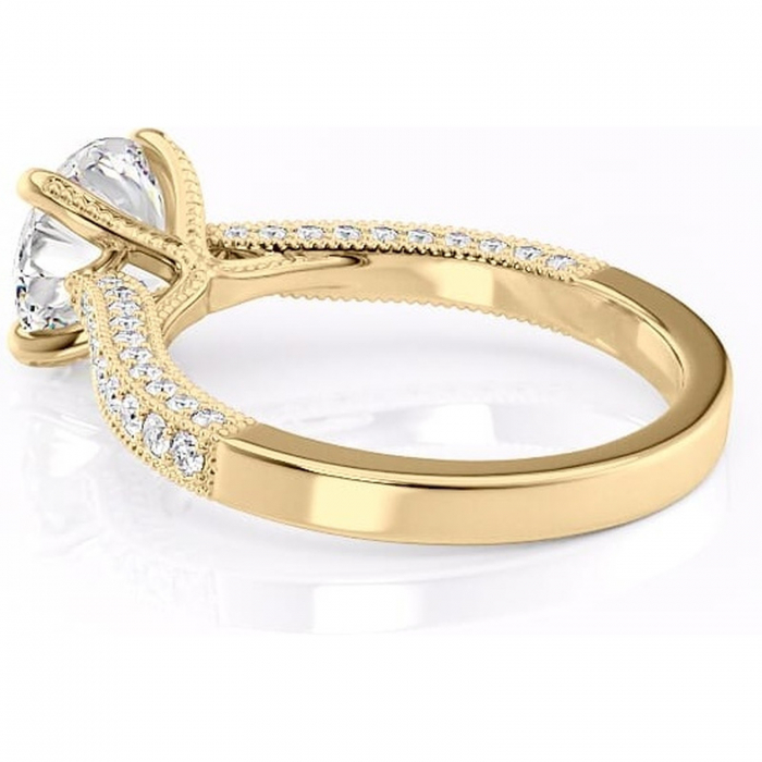 Inel de logodnă Romy din aur Galben 14kt cu moissanite tăietură rotundă – Montură pavé rafinată pentru profil înalt | Personalizează și configurează gratuit online [5]