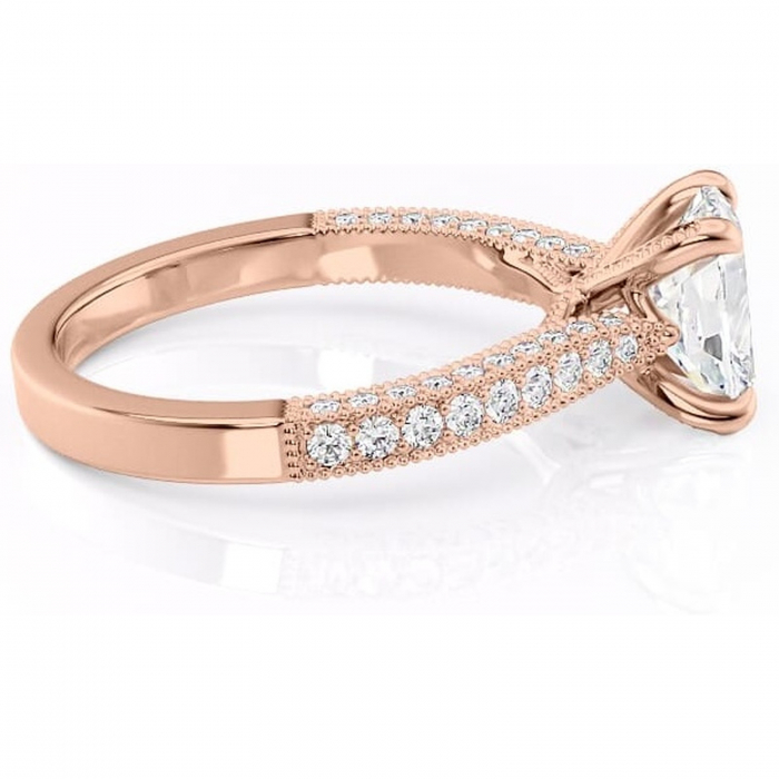 Inel de logodnă Romy din aur Rose 14kt cu moissanite tăietură asscher – Montură pavé rafinată pentru profil înalt | Personalizează și configurează gratuit online [2]