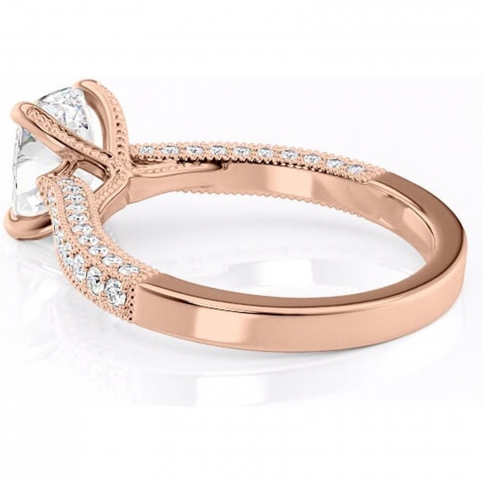 Inel de logodnă Romy din aur Rose 14kt cu moissanite tăietură asscher – Montură pavé rafinată pentru profil înalt | Personalizează și configurează gratuit online [5]