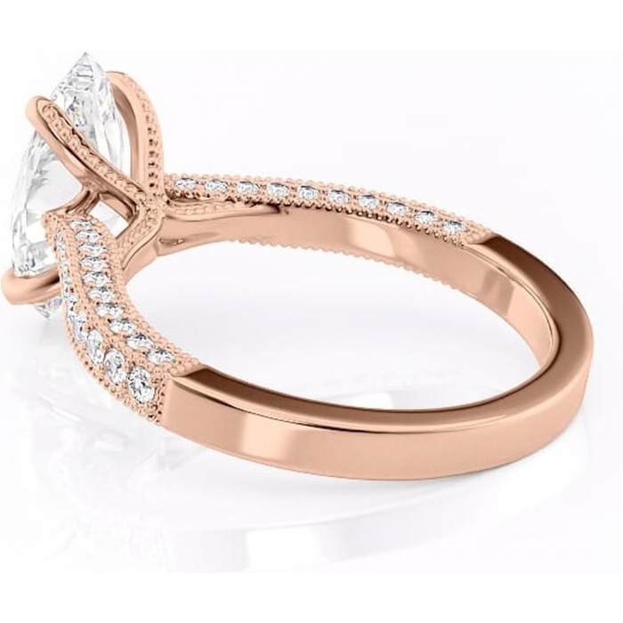 Inel de logodnă Romy din aur Rose 18kt cu moissanite tăietură marquise – Montură pavé rafinată pentru profil înalt | Personalizează și configurează gratuit online [5]