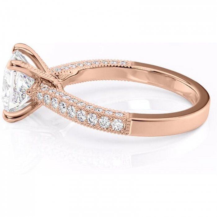 Inel de logodnă Romy din aur Rose 14kt cu moissanite tăietură princess – Montură pavé rafinată pentru profil înalt | Personalizează și configurează gratuit online [6]