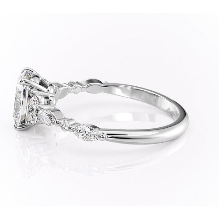 Inel de logodnă Rosamund din aur Alb 14kt cu moissanite tăietură asscher – Pietre laterale rafinată pentru profil mediu | Personalizează și configurează gratuit online [6]