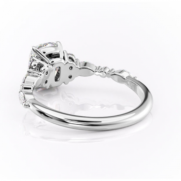 Inel de logodnă Rosamund din aur Alb 14kt cu moissanite tăietură asscher – Pietre laterale rafinată pentru profil mediu | Personalizează și configurează gratuit online [4]