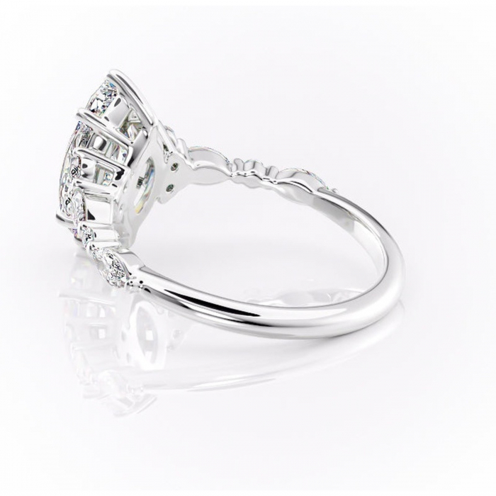 Inel de logodnă Rosamund din aur Alb 14kt cu moissanite tăietură marquise – Pietre laterale rafinată pentru profil mediu | Personalizează și configurează gratuit online [5]