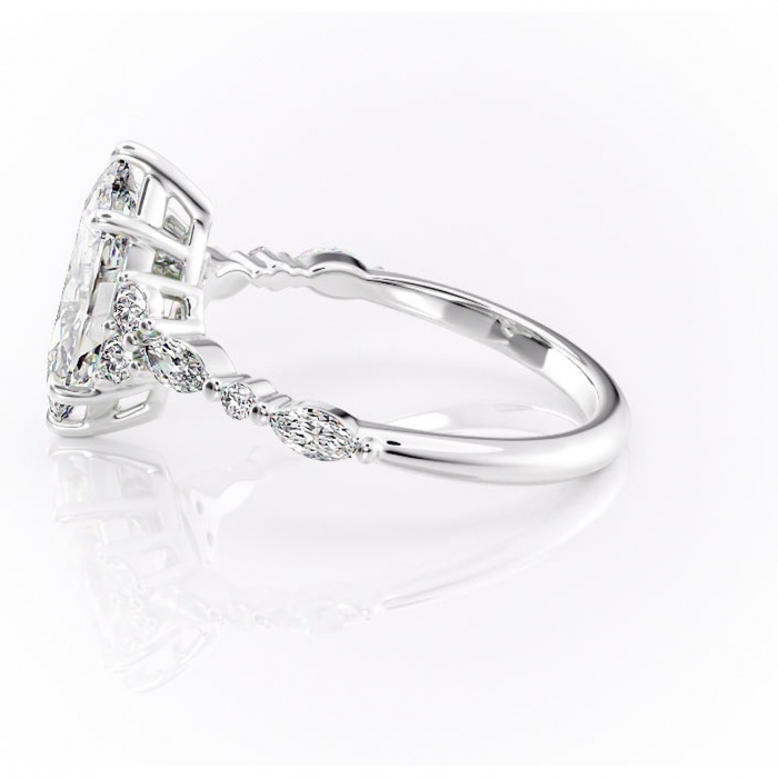 Inel de logodnă Rosamund din aur Alb 14kt cu moissanite tăietură marquise – Pietre laterale rafinată pentru profil mediu | Personalizează și configurează gratuit online [6]