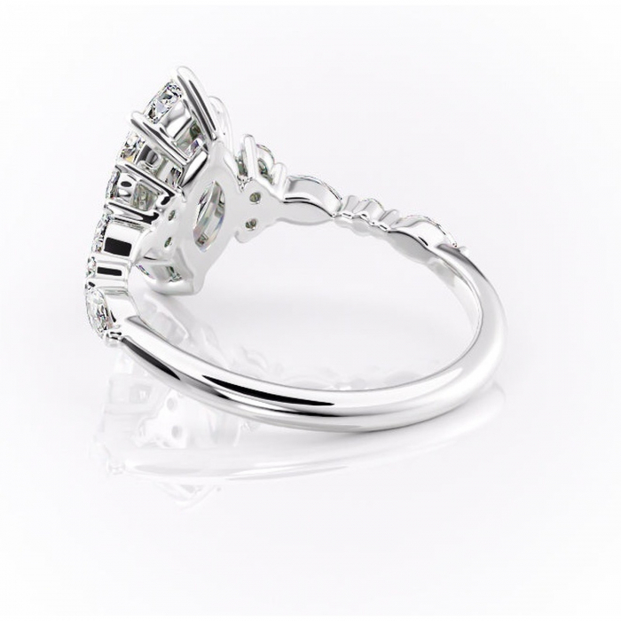Inel de logodnă Rosamund din aur Alb 14kt cu moissanite tăietură marquise – Pietre laterale rafinată pentru profil mediu | Personalizează și configurează gratuit online [4]