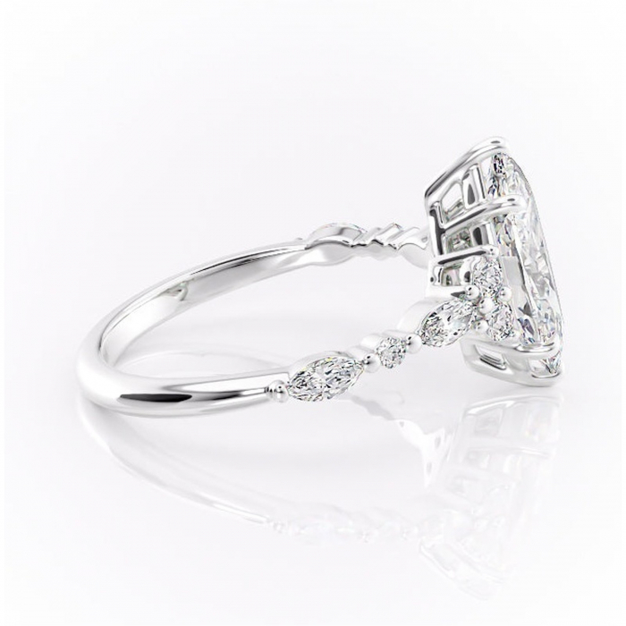 Inel de logodnă Rosamund din aur Alb 14kt cu moissanite tăietură marquise – Pietre laterale rafinată pentru profil mediu | Personalizează și configurează gratuit online [2]