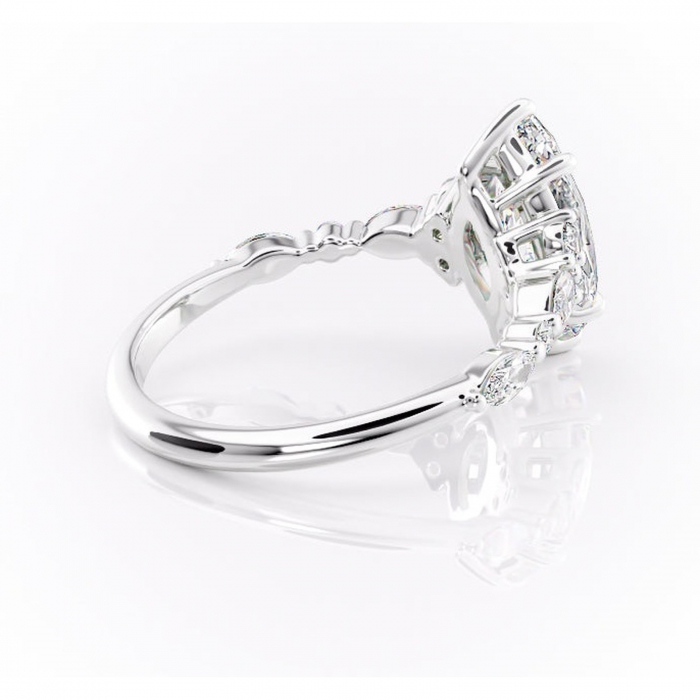 Inel de logodnă Rosamund din aur Alb 14kt cu moissanite tăietură marquise – Pietre laterale rafinată pentru profil mediu | Personalizează și configurează gratuit online [3]