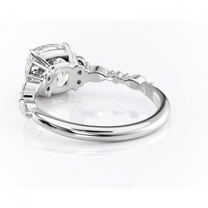 Inel de logodnă Rosamund din aur Alb 14kt cu moissanite tăietură pernă – Pietre laterale rafinată pentru profil mediu | Personalizează și configurează gratuit online [4]