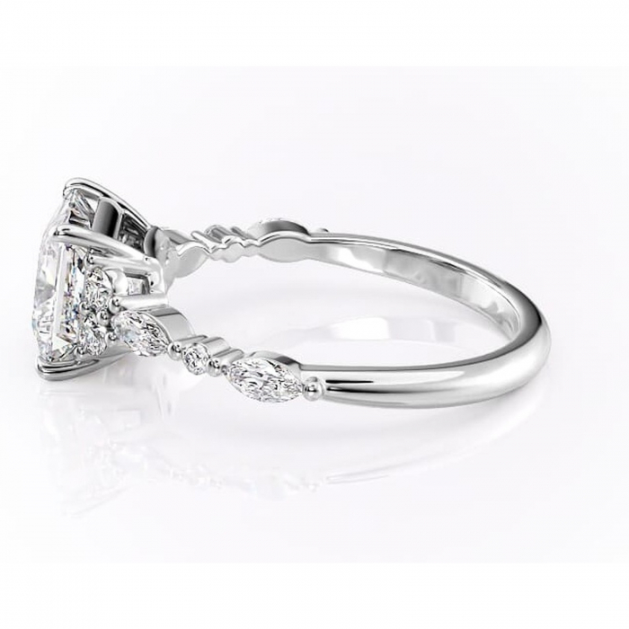 Inel de logodnă Rosamund din aur Alb 14kt cu moissanite tăietură princess – Pietre laterale rafinată pentru profil mediu | Personalizează și configurează gratuit online [6]