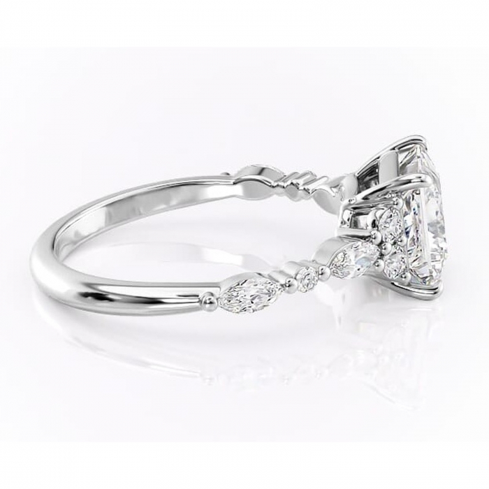 Inel de logodnă Rosamund din aur Alb 14kt cu moissanite tăietură princess – Pietre laterale rafinată pentru profil mediu | Personalizează și configurează gratuit online [2]