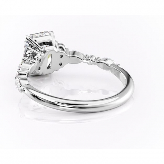 Inel de logodnă Rosamund din aur Alb 14kt cu moissanite tăietură radiantă – Pietre laterale rafinată pentru profil mediu | Personalizează și configurează gratuit online [4]