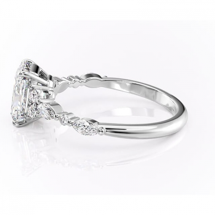 Inel de logodnă Rosamund din aur Alb 14kt cu moissanite tăietură radiantă – Pietre laterale rafinată pentru profil mediu | Personalizează și configurează gratuit online [6]