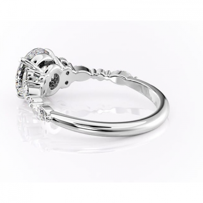 Inel de logodnă Rosamund din aur Alb 14kt cu moissanite tăietură rotundă – Pietre laterale rafinată pentru profil mediu | Personalizează și configurează gratuit online [5]