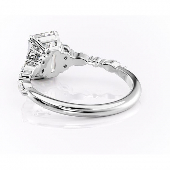 Inel de logodnă Rosamund din aur Alb 14kt cu moissanite tăietură smarald – Pietre laterale rafinată pentru profil mediu | Personalizează și configurează gratuit online [4]