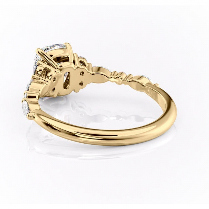 Inel de logodnă Rosamund din aur Galben 14kt cu moissanite tăietură asscher – Pietre laterale rafinată pentru profil mediu | Personalizează și configurează gratuit online [4]