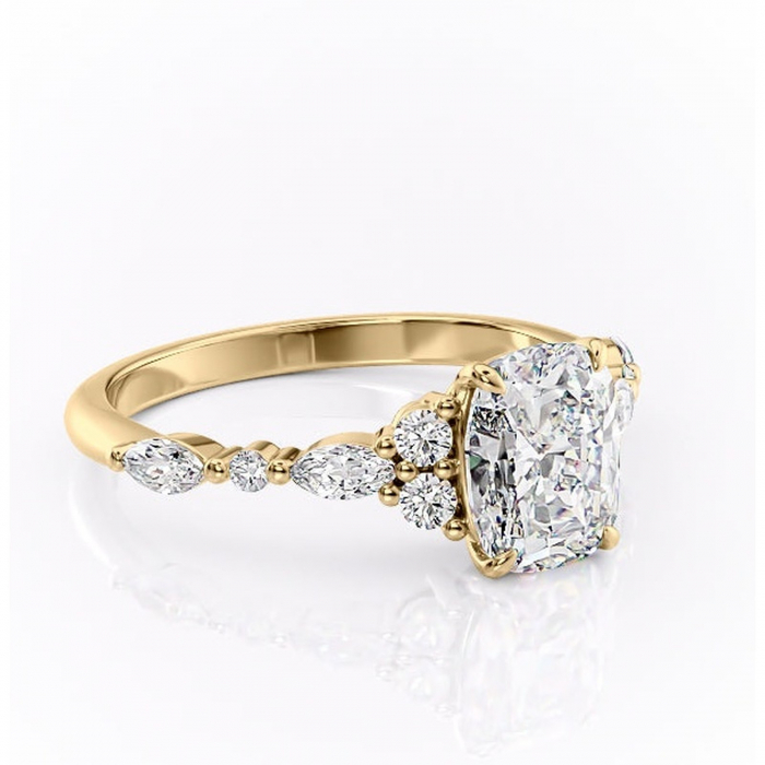 Inel de logodnă Rosamund din aur Galben 14kt cu moissanite tăietură asscher – Pietre laterale rafinată pentru profil mediu | Personalizează și configurează gratuit online [1]