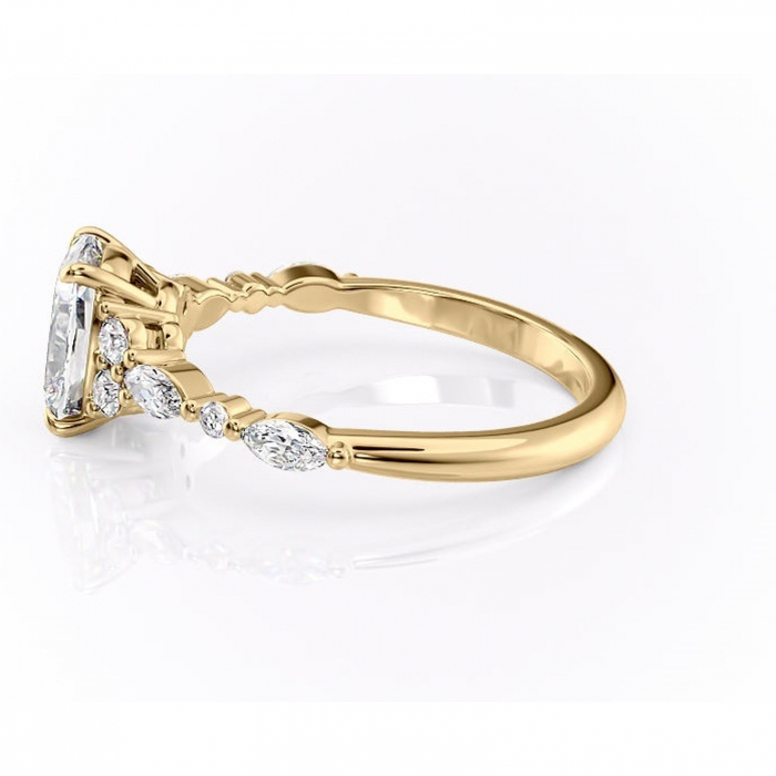 Inel de logodnă Rosamund din aur Galben 14kt cu moissanite tăietură asscher – Pietre laterale rafinată pentru profil mediu | Personalizează și configurează gratuit online [6]