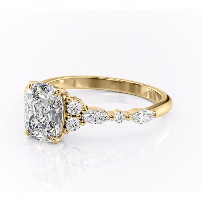 Inel de logodnă Rosamund din aur Galben 14kt cu moissanite tăietură asscher – Pietre laterale rafinată pentru profil mediu | Personalizează și configurează gratuit online [7]