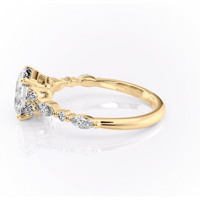 Inel de logodnă Rosamund din aur Galben 18kt cu moissanite tăietură asscher – Pietre laterale rafinată pentru profil mediu | Personalizează și configurează gratuit online [6]