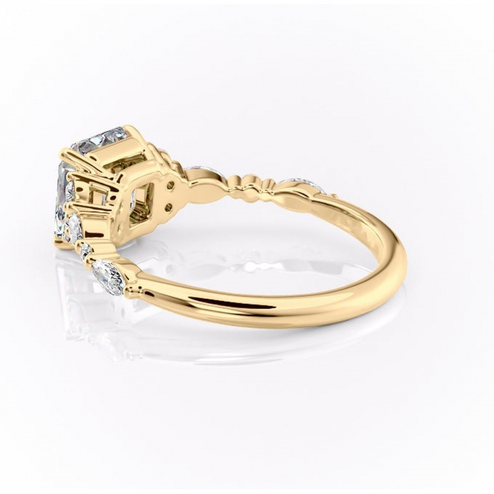 Inel de logodnă Rosamund din aur Galben 18kt cu moissanite tăietură asscher – Pietre laterale rafinată pentru profil mediu | Personalizează și configurează gratuit online [5]
