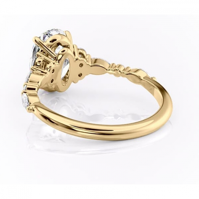 Inel de logodnă Rosamund din aur Galben 14kt cu moissanite tăietură ovală – Pietre laterale rafinată pentru profil mediu | Personalizează și configurează gratuit online [4]