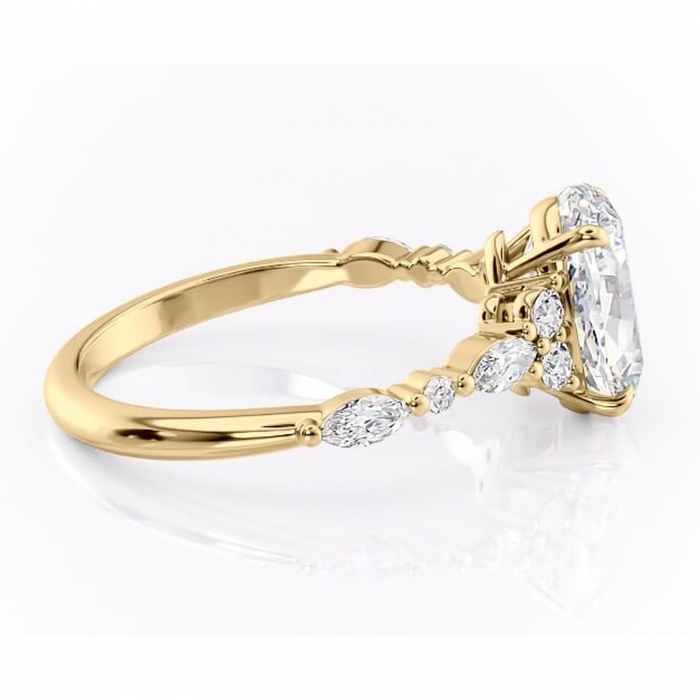 Inel de logodnă Rosamund din aur Galben 14kt cu moissanite tăietură ovală – Pietre laterale rafinată pentru profil mediu | Personalizează și configurează gratuit online [2]