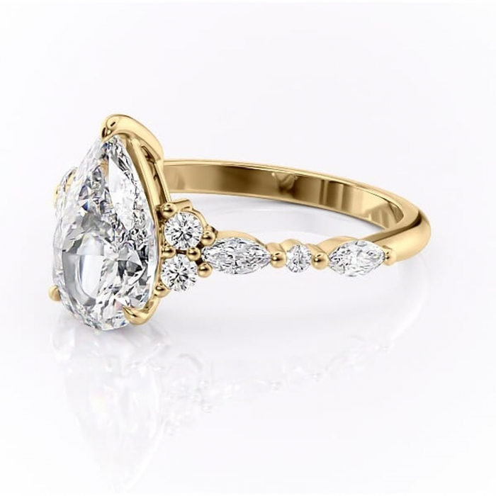 Inel de logodnă Rosamund din aur Galben 14kt cu moissanite tăietură pară – Pietre laterale rafinată pentru profil mediu | Personalizează și configurează gratuit online [7]