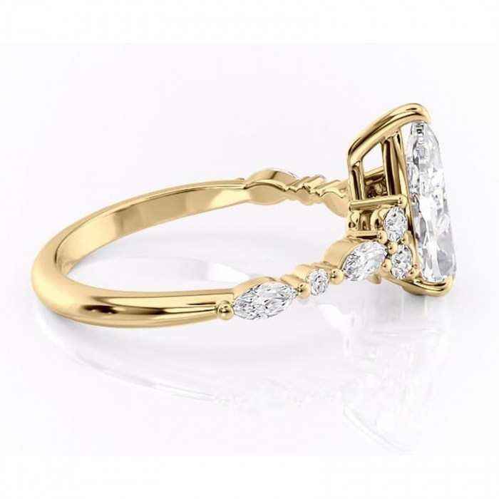 Inel de logodnă Rosamund din aur Galben 14kt cu moissanite tăietură pară – Pietre laterale rafinată pentru profil mediu | Personalizează și configurează gratuit online [2]