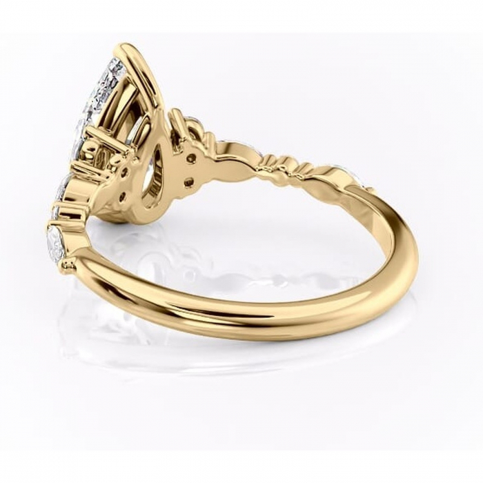 Inel de logodnă Rosamund din aur Galben 14kt cu moissanite tăietură pară – Pietre laterale rafinată pentru profil mediu | Personalizează și configurează gratuit online [4]