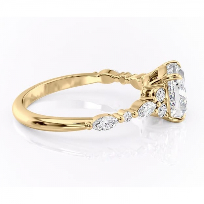 Inel de logodnă Rosamund din aur Galben 14kt cu moissanite tăietură pernă – Pietre laterale rafinată pentru profil mediu | Personalizează și configurează gratuit online [2]