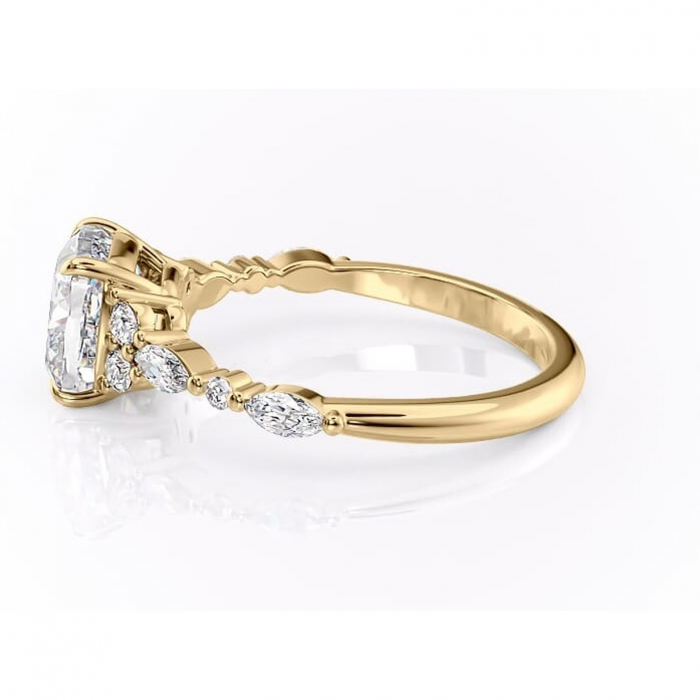Inel de logodnă Rosamund din aur Galben 14kt cu moissanite tăietură pernă – Pietre laterale rafinată pentru profil mediu | Personalizează și configurează gratuit online [6]