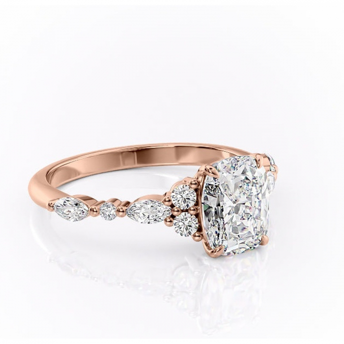 Inel de logodnă Rosamund din aur Rose 14kt cu moissanite tăietură asscher – Pietre laterale rafinată pentru profil mediu | Personalizează și configurează gratuit online [1]