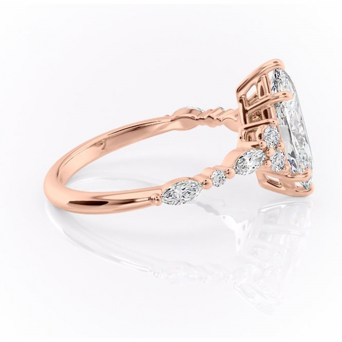 Inel de logodnă Rosamund din aur Rose 14kt cu moissanite tăietură marquise – Pietre laterale rafinată pentru profil mediu | Personalizează și configurează gratuit online [2]