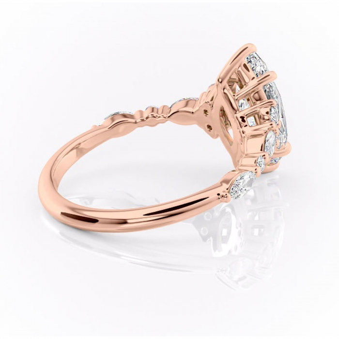 Inel de logodnă Rosamund din aur Rose 14kt cu moissanite tăietură marquise – Pietre laterale rafinată pentru profil mediu | Personalizează și configurează gratuit online [3]