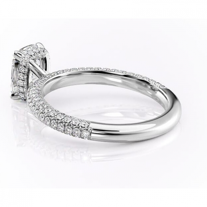 Inel de logodnă Rosewyn din aur Alb 14kt cu moissanite tăietură pernă – Montură pavé rafinată pentru profil înalt | Personalizează și configurează gratuit online [5]