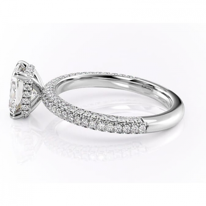 Inel de logodnă Rosewyn din aur Alb 14kt cu moissanite tăietură pernă – Montură pavé rafinată pentru profil înalt | Personalizează și configurează gratuit online [6]
