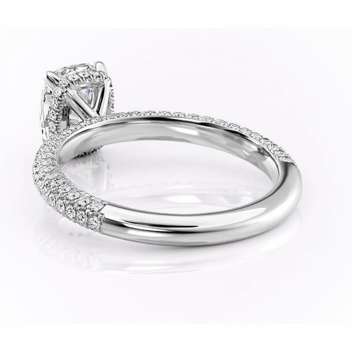 Inel de logodnă Rosewyn din aur Alb 14kt cu moissanite tăietură pernă – Montură pavé rafinată pentru profil înalt | Personalizează și configurează gratuit online [4]
