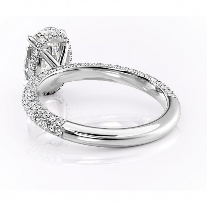 Inel de logodnă Rosewyn din aur Alb 14kt cu moissanite tăietură ovală – Montură pavé rafinată pentru profil înalt | Personalizează și configurează gratuit online [4]