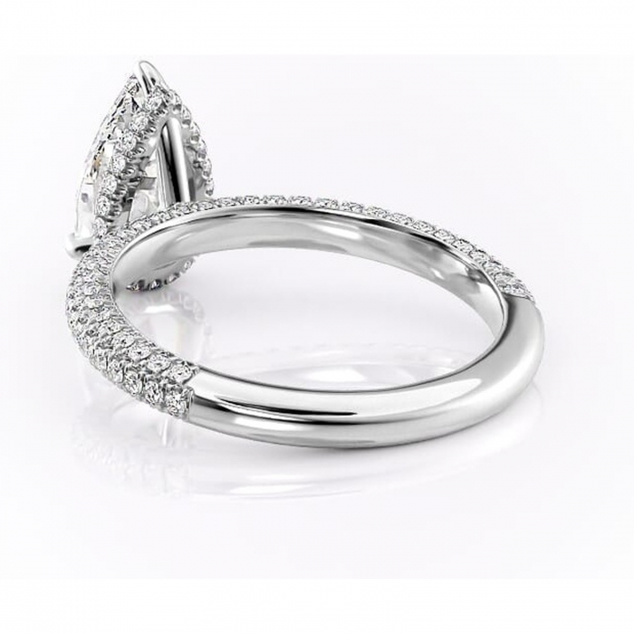 Inel de logodnă Rosewyn din aur Alb 18kt cu moissanite tăietură pară – Montură pavé rafinată pentru profil înalt | Personalizează și configurează gratuit online [4]