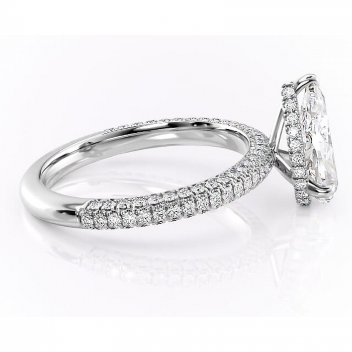 Inel de logodnă Rosewyn din aur Alb 18kt cu moissanite tăietură pară – Montură pavé rafinată pentru profil înalt | Personalizează și configurează gratuit online [2]