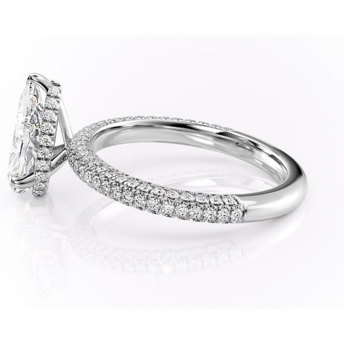 Inel de logodnă Rosewyn din aur Alb 18kt cu moissanite tăietură pară – Montură pavé rafinată pentru profil înalt | Personalizează și configurează gratuit online [6]