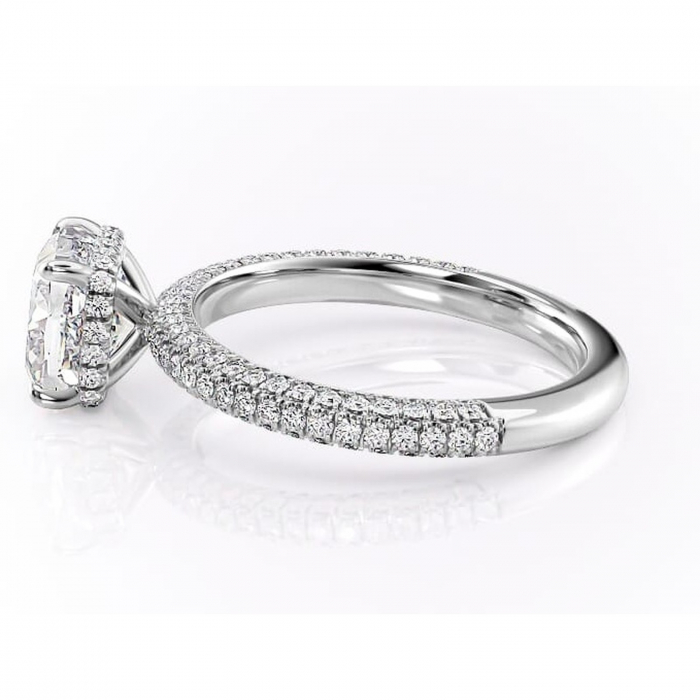 Inel de logodnă Rosewyn din aur Alb 14kt cu moissanite tăietură pernă – Montură pavé rafinată pentru profil înalt | Personalizează și configurează gratuit online [6]