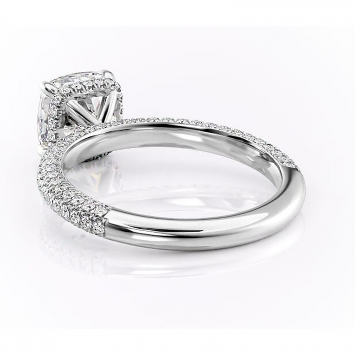 Inel de logodnă Rosewyn din aur Alb 14kt cu moissanite tăietură pernă – Montură pavé rafinată pentru profil înalt | Personalizează și configurează gratuit online [4]
