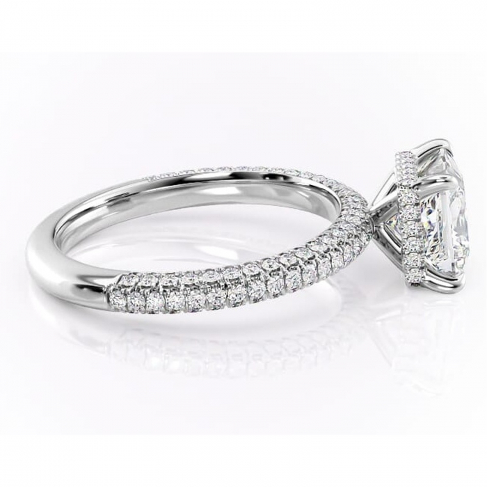 Inel de logodnă Rosewyn din aur Alb 18kt cu moissanite tăietură princess – Montură pavé rafinată pentru profil înalt | Personalizează și configurează gratuit online [2]