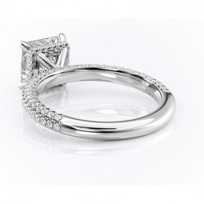 Inel de logodnă Rosewyn din aur Alb 18kt cu moissanite tăietură princess – Montură pavé rafinată pentru profil înalt | Personalizează și configurează gratuit online [4]