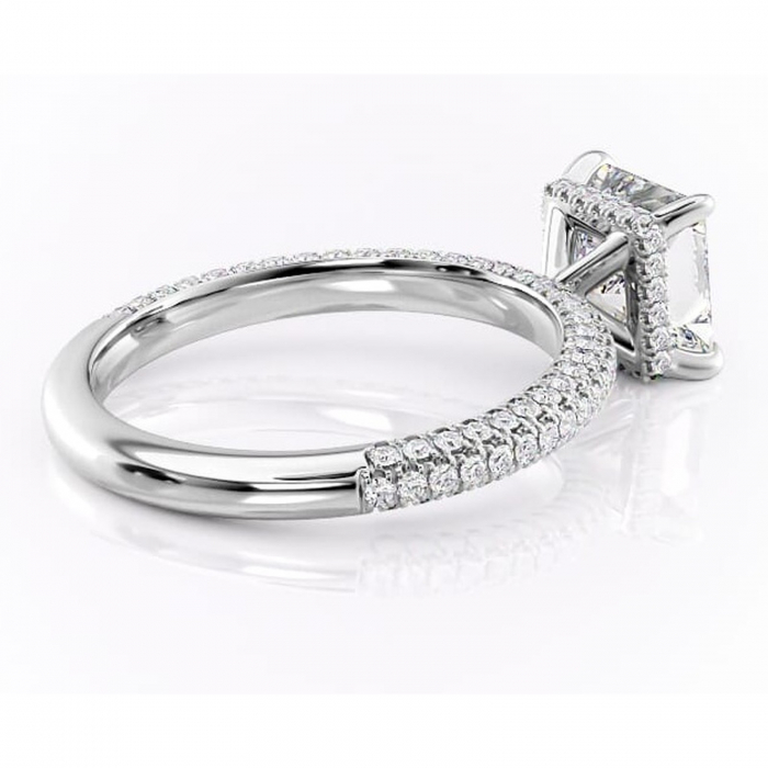 Inel de logodnă Rosewyn din aur Alb 18kt cu moissanite tăietură princess – Montură pavé rafinată pentru profil înalt | Personalizează și configurează gratuit online [3]