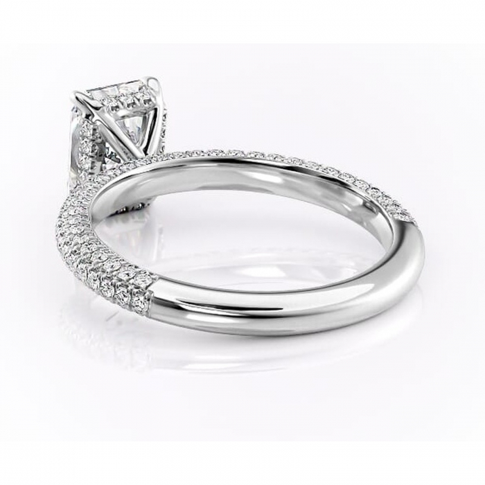 Inel de logodnă Rosewyn din aur Alb 18kt cu moissanite tăietură radiantă – Montură pavé rafinată pentru profil înalt | Personalizează și configurează gratuit online [4]