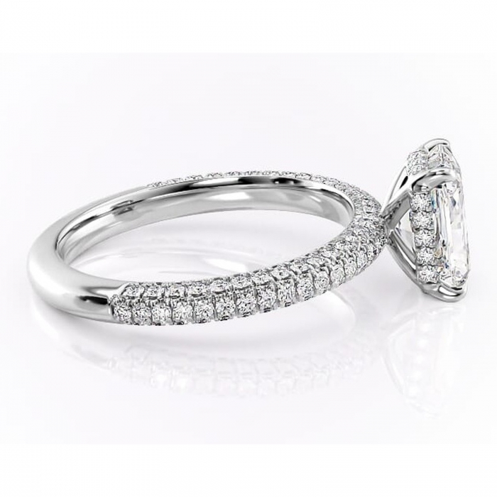 Inel de logodnă Rosewyn din aur Alb 18kt cu moissanite tăietură radiantă – Montură pavé rafinată pentru profil înalt | Personalizează și configurează gratuit online [2]